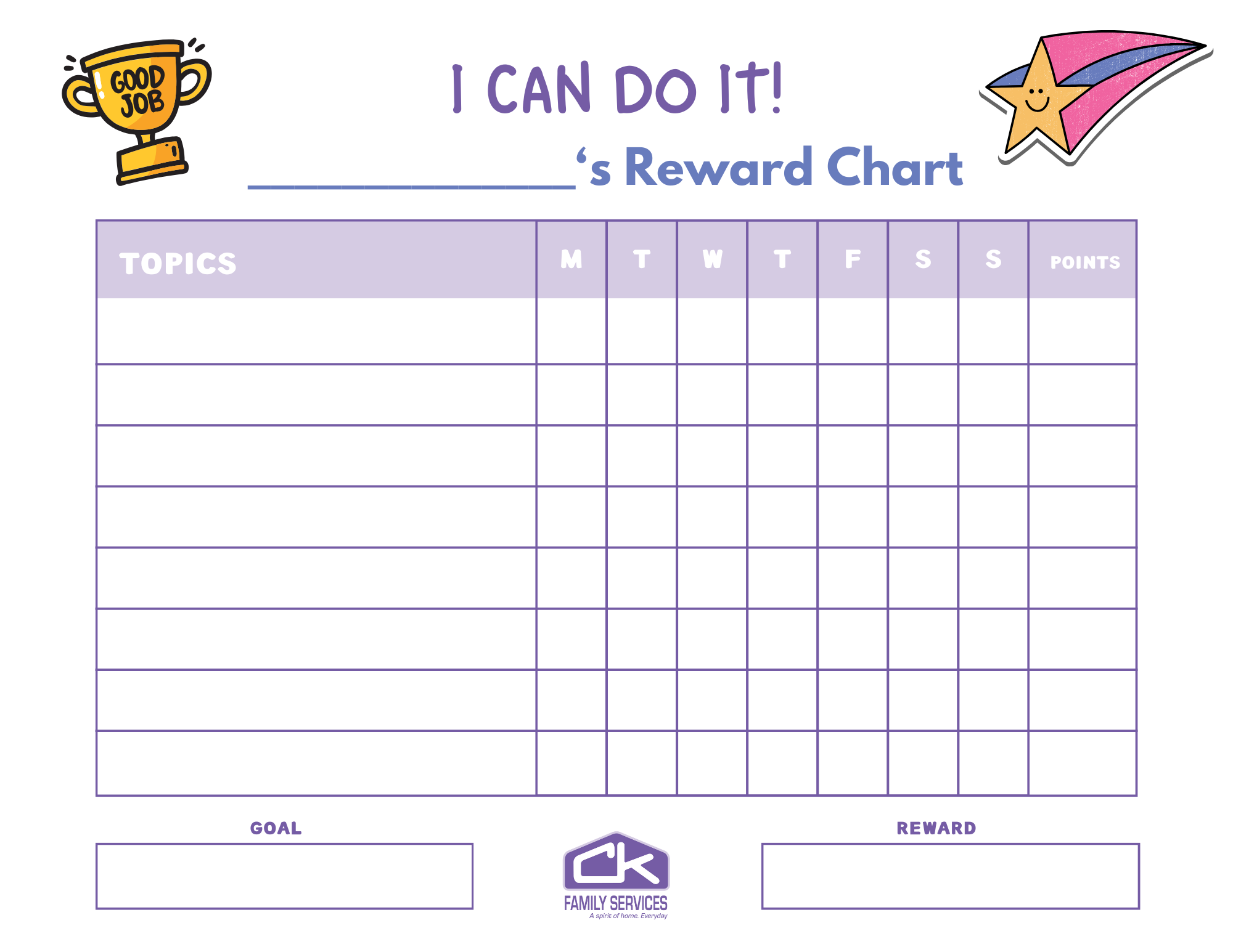 childrens reward chart printable