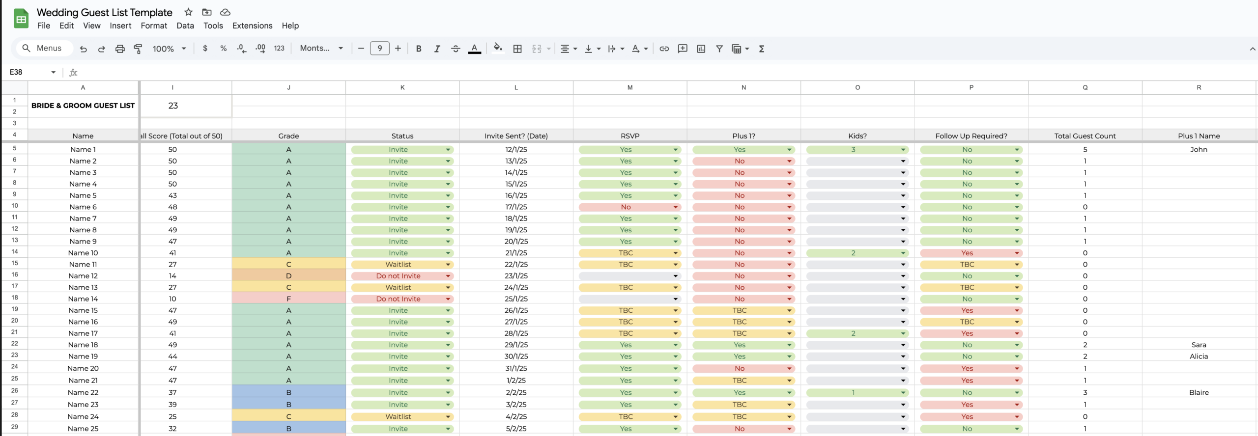 The Ultimate Wedding Guest List Template Https www solematestudios 