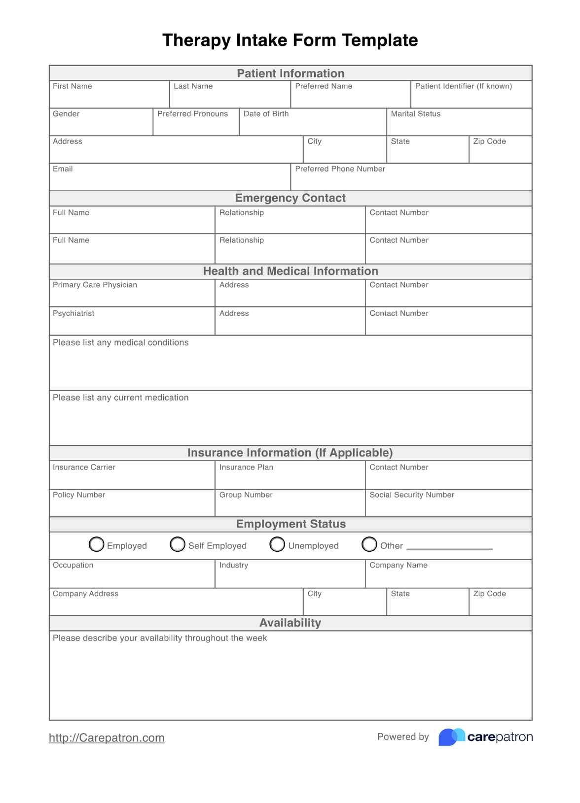 Therapy Intake Form