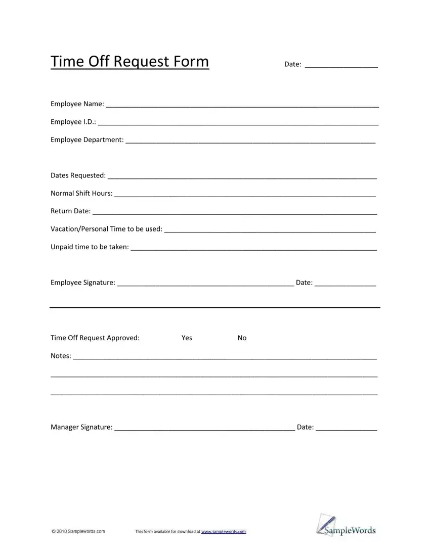 Time Off Request Fill Out Printable PDF Forms Online