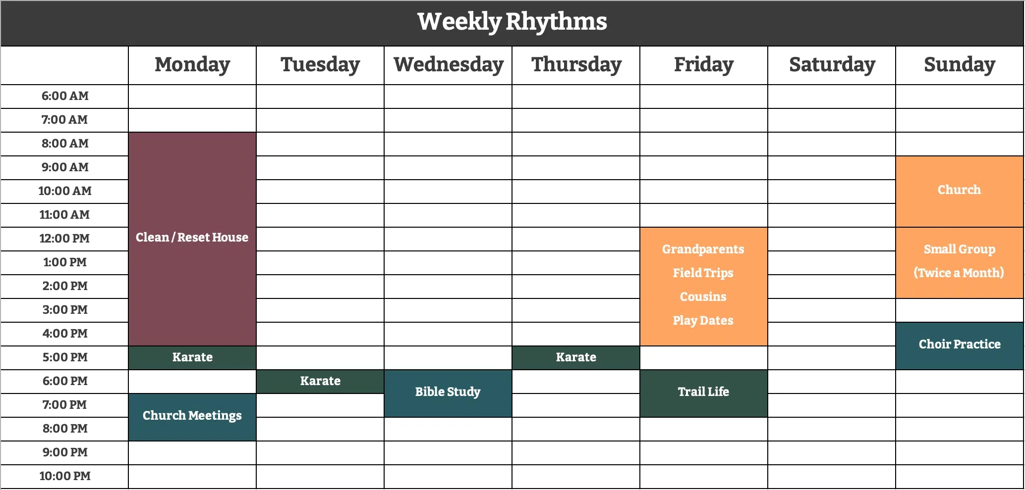 homeschool daily schedule template