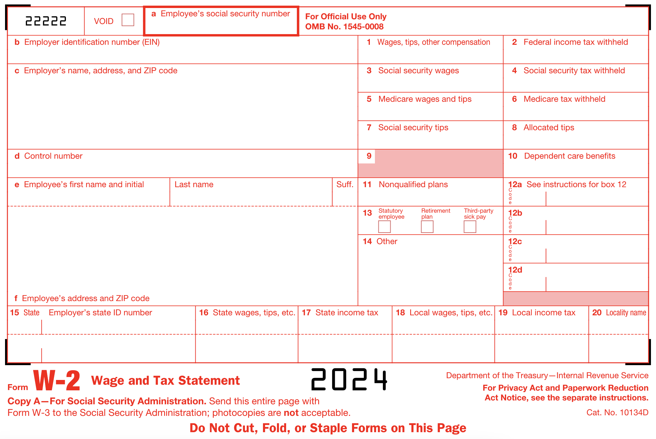 w 2 form 2024 printable