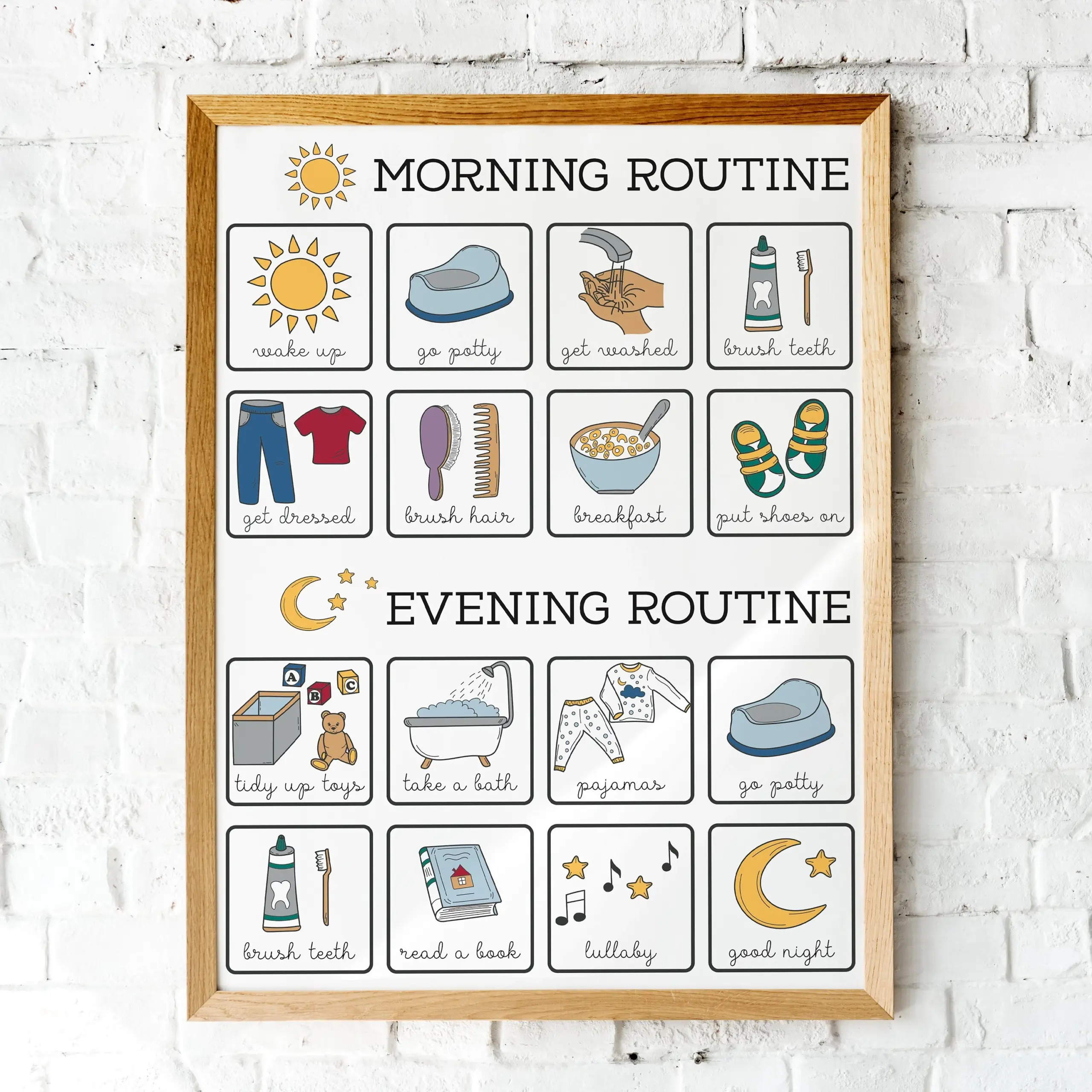Toddler Routine Chart Poster Morning And Evening Toddler Printable Daily Rhythm Instant Download PDF Etsy
