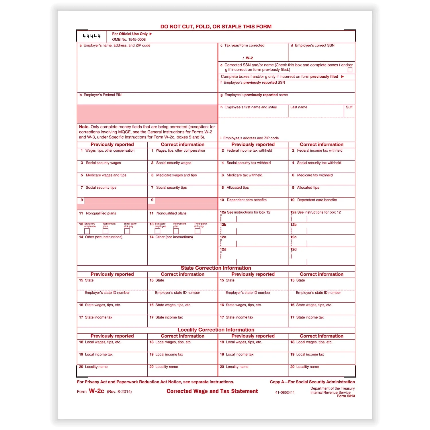 TOPS Continuous W 3 Transmittal Of Wage Form Walmart