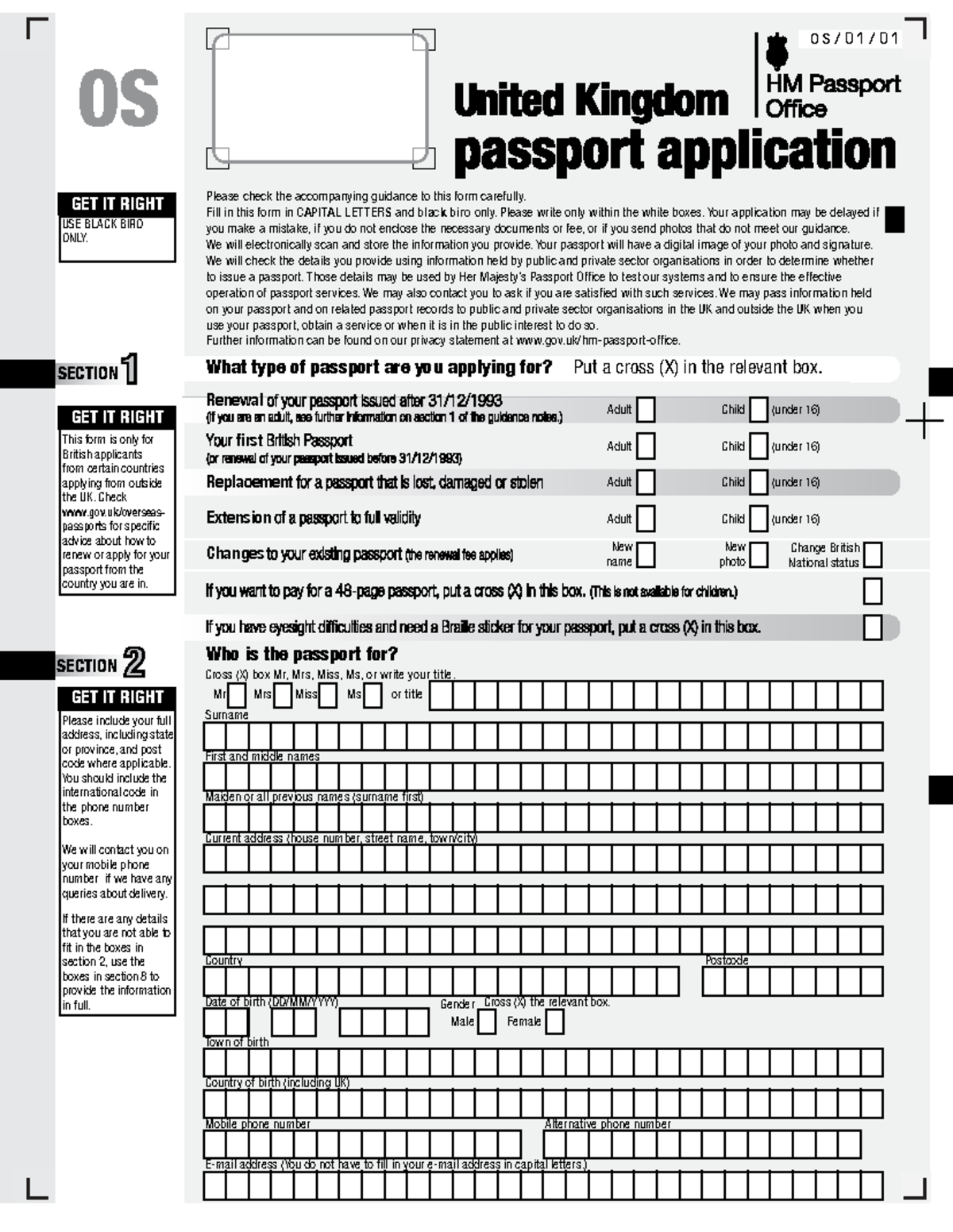 passport application form printable