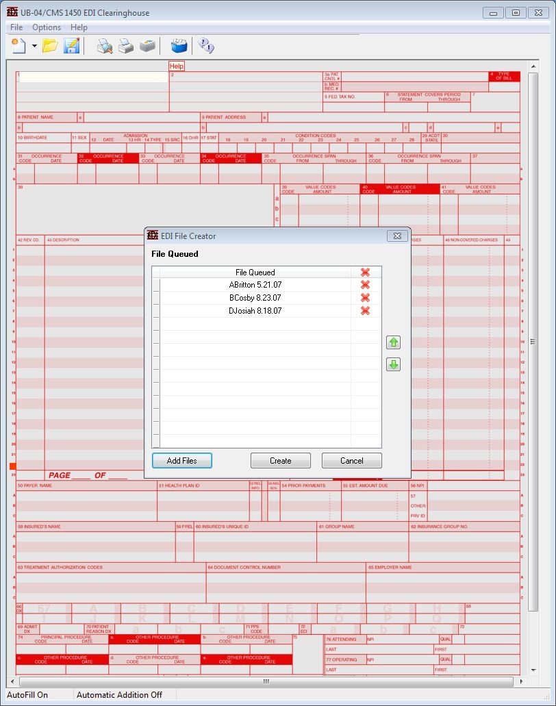 UB 04 EDirect CMS1450 Medical Billing Form Claim Software