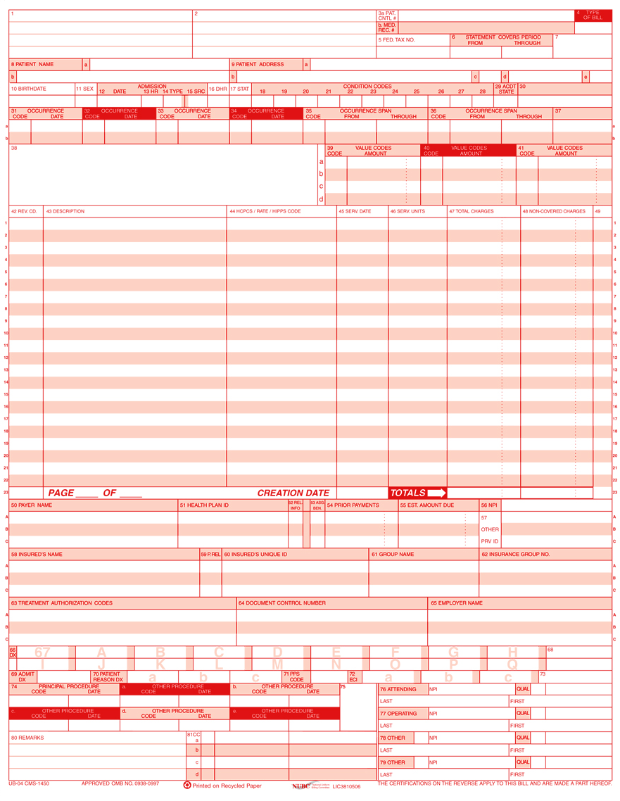 UB 04 Form RDPCrystal EDI Library