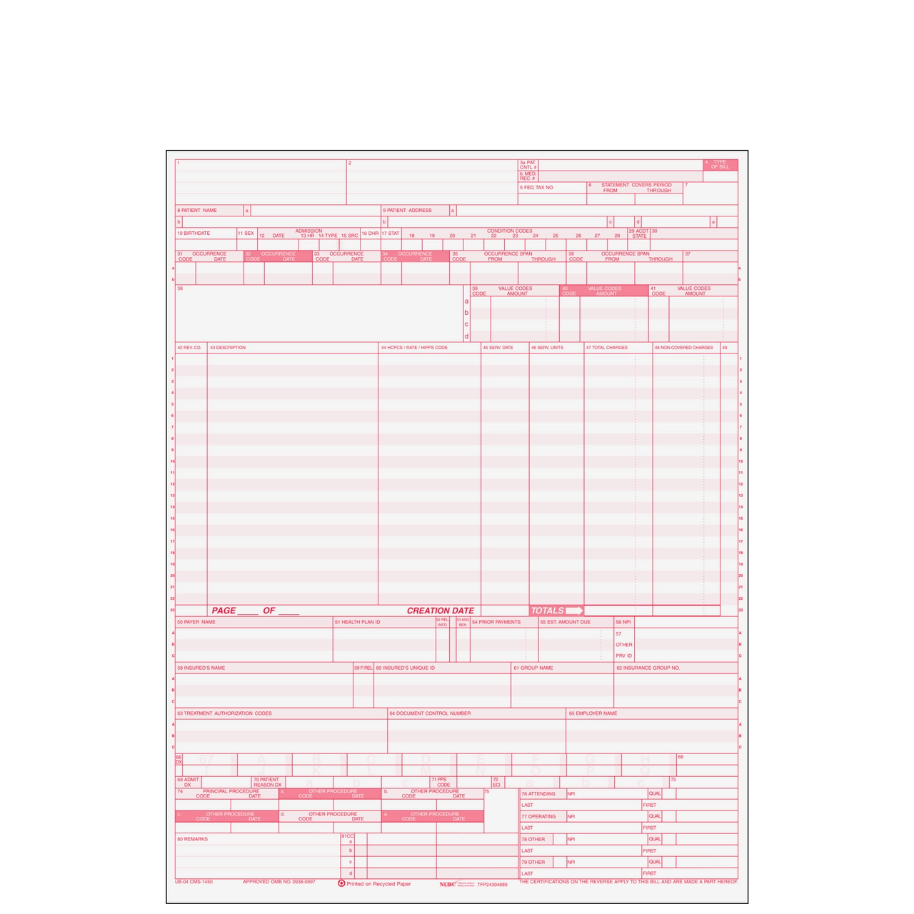 UB04CF UB 04 Hospital Claim Form BrokerForms