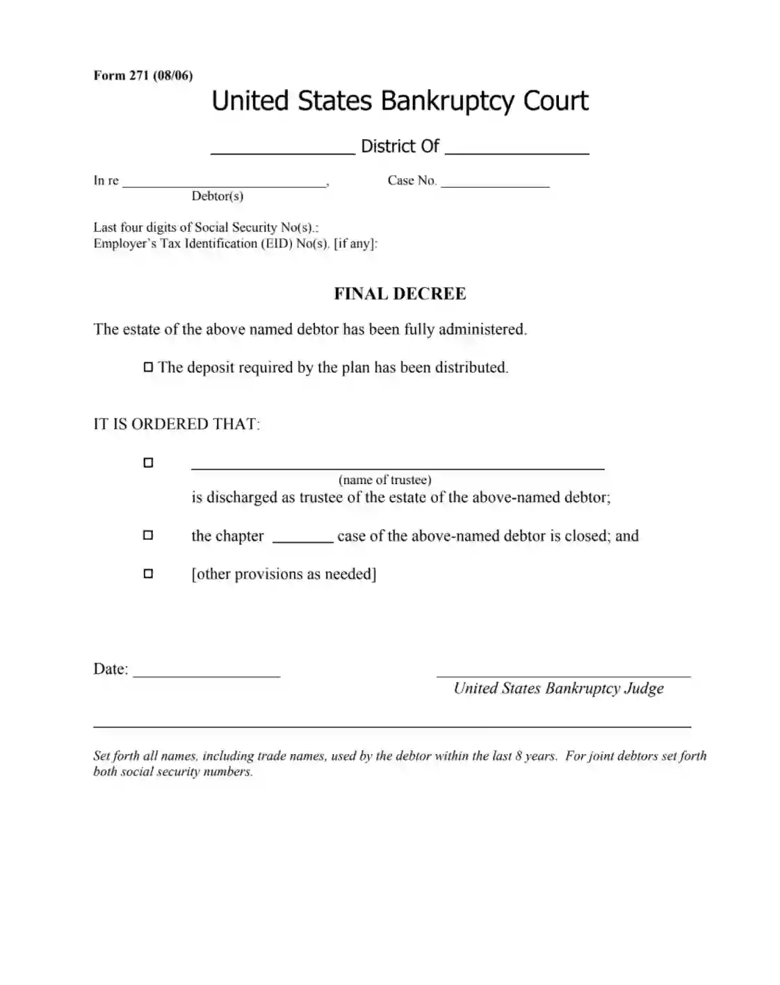 US Courts Form 271 Fill Out Printable PDF Forms Online
