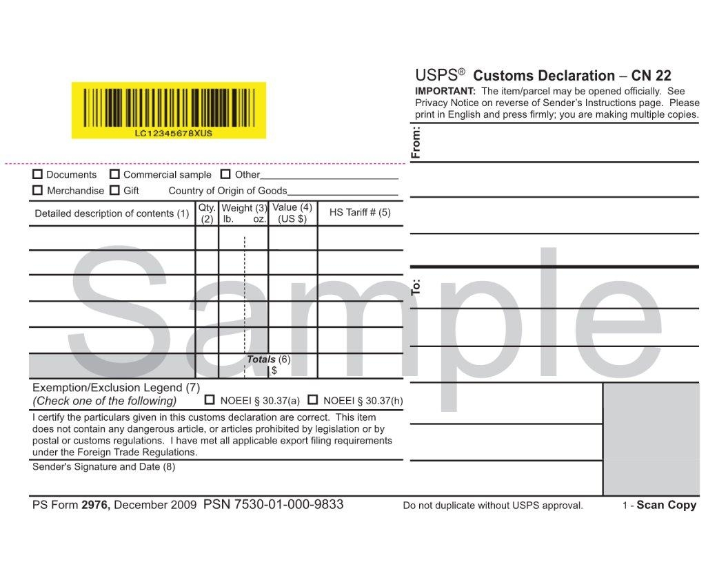 Usps Cn22 Form Fill Out Printable PDF Forms Online