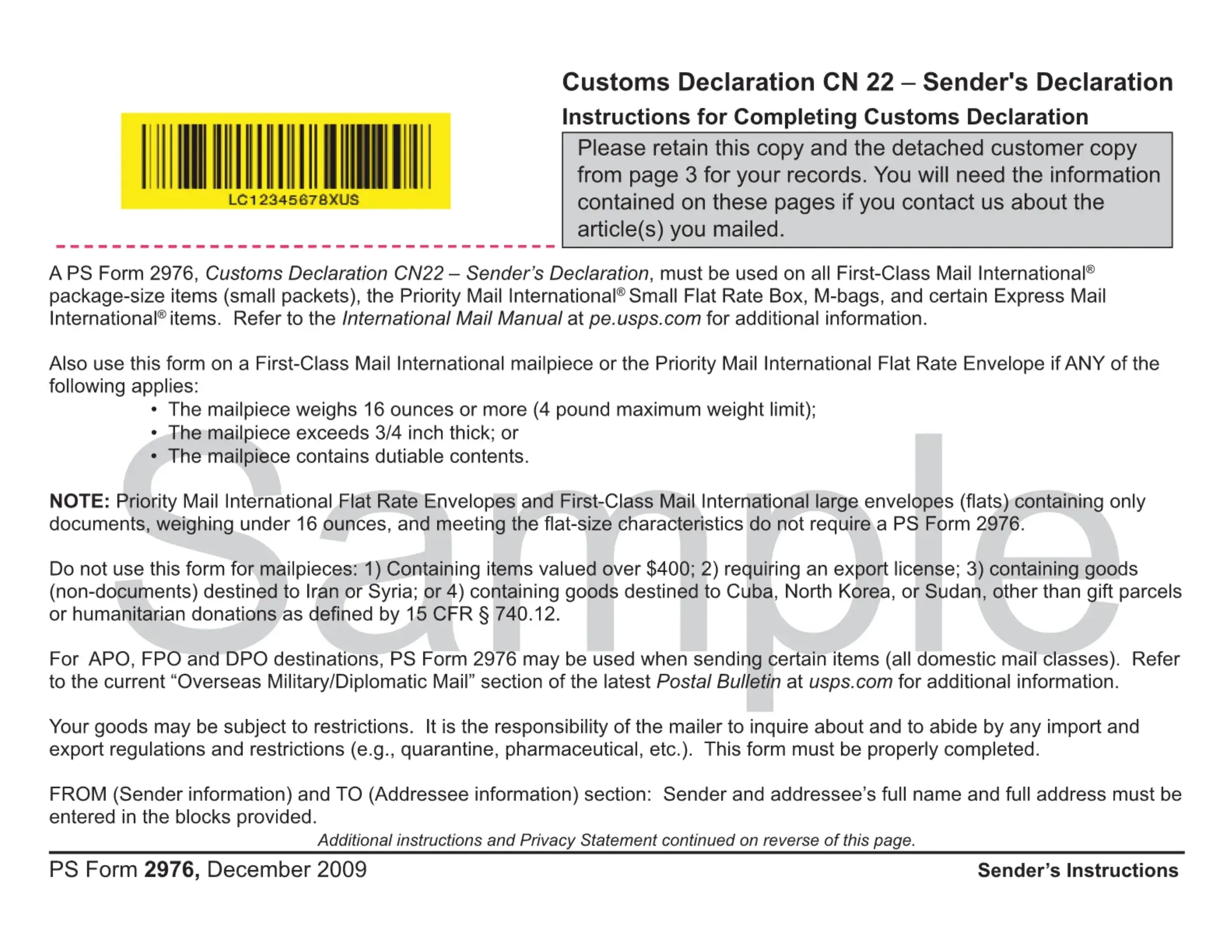 Usps Cn22 Form Fill Out Printable PDF Forms Online