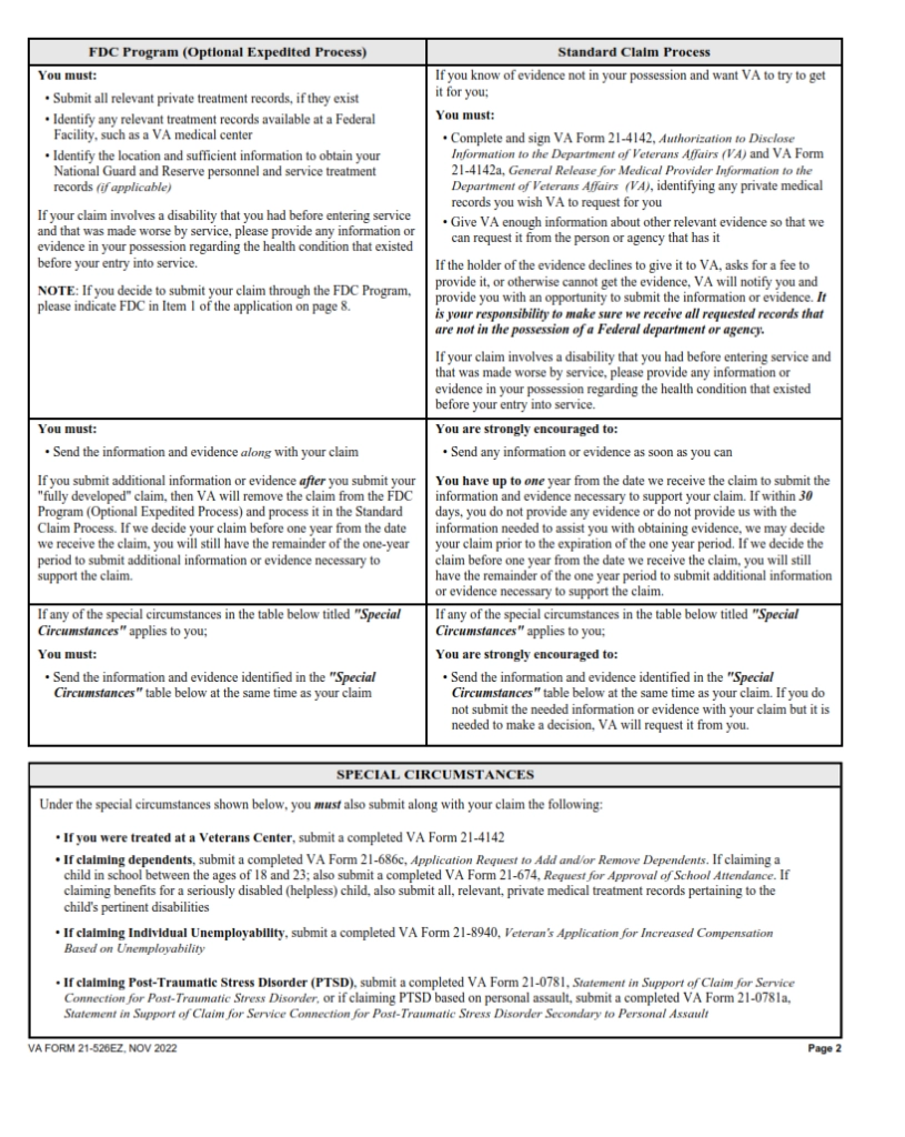 va form 21-526ez printable