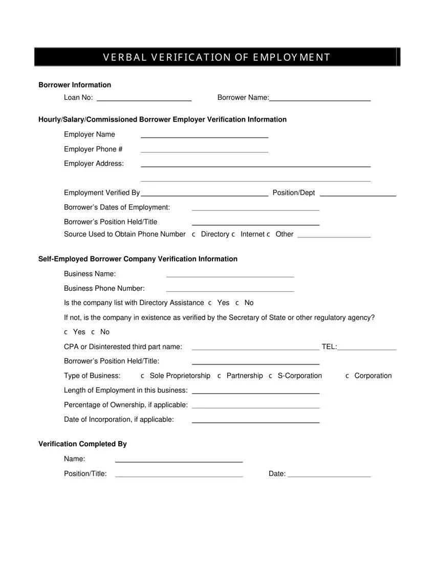 Verbal Verification Form Fill Out Printable PDF Forms