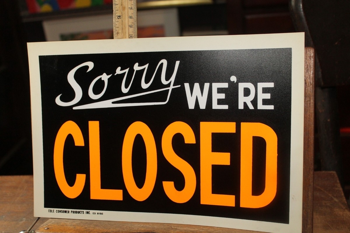 Vintage 1960 s Plastic Sign EXIT 8 X 12 Sorry We re Closed New Old Stock EBay