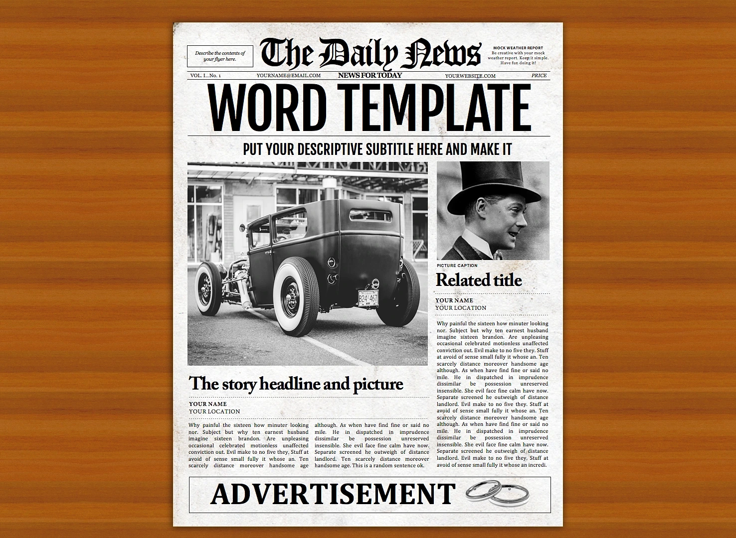 Vintage Word Newspaper Template A Flyer Template By Newspaper Templates