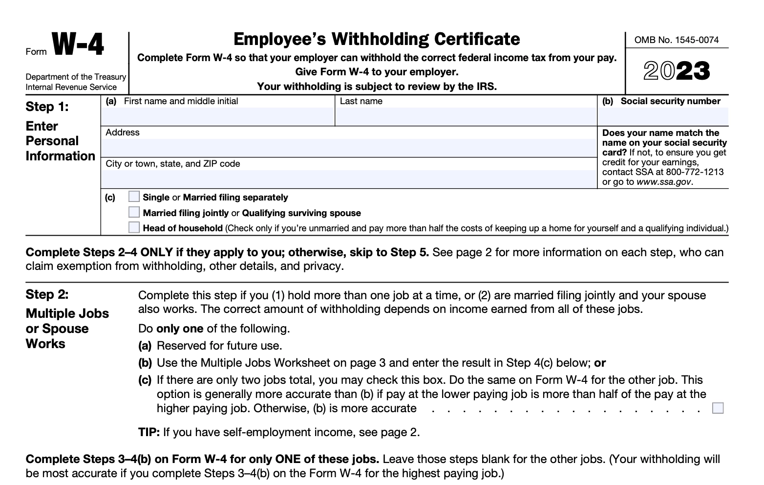 W 4 Form Fillable Printable Study Planner