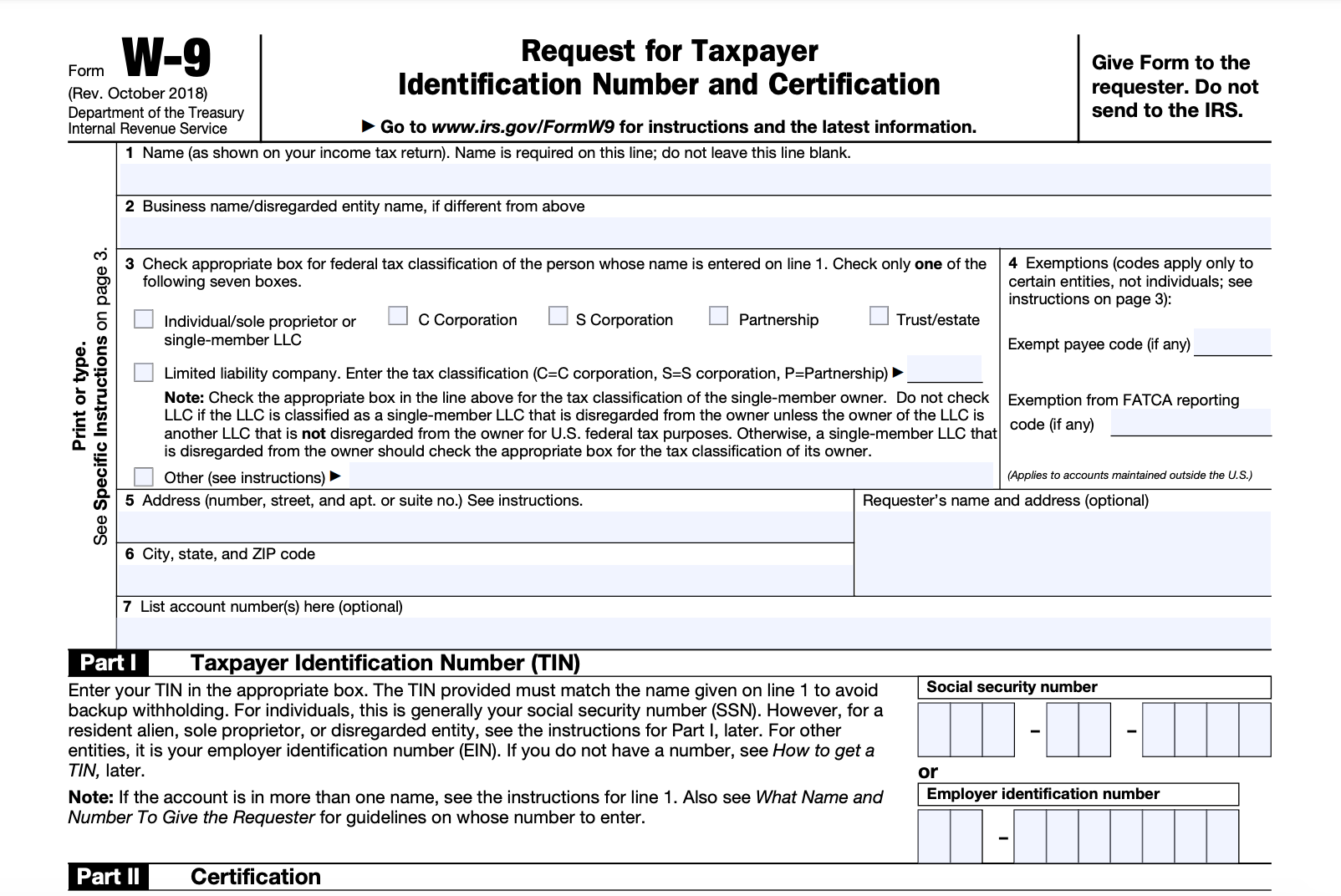 W 9 Form For 2026 Free Template To Fill Out In Seconds
