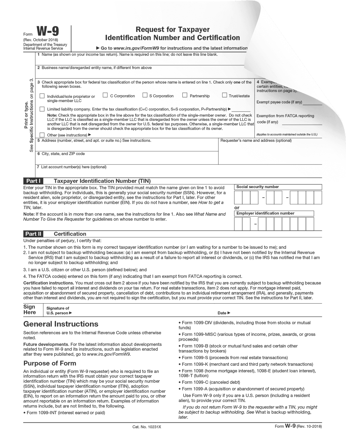 W9 Fillable Form 2025 Printable W9 Form 2026