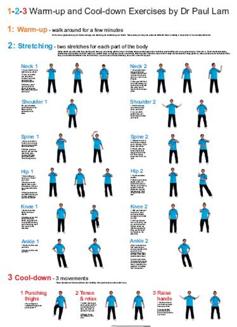 Warm Up And Cool Down Exercises Wall Chart Tai Chi Productions