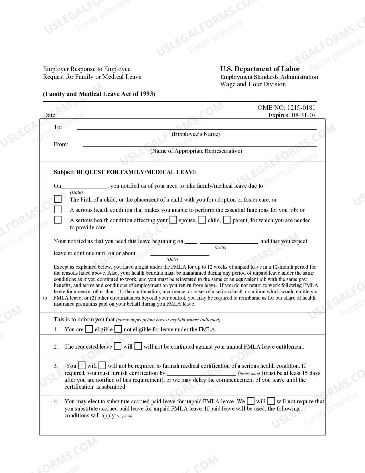 fmla forms printable