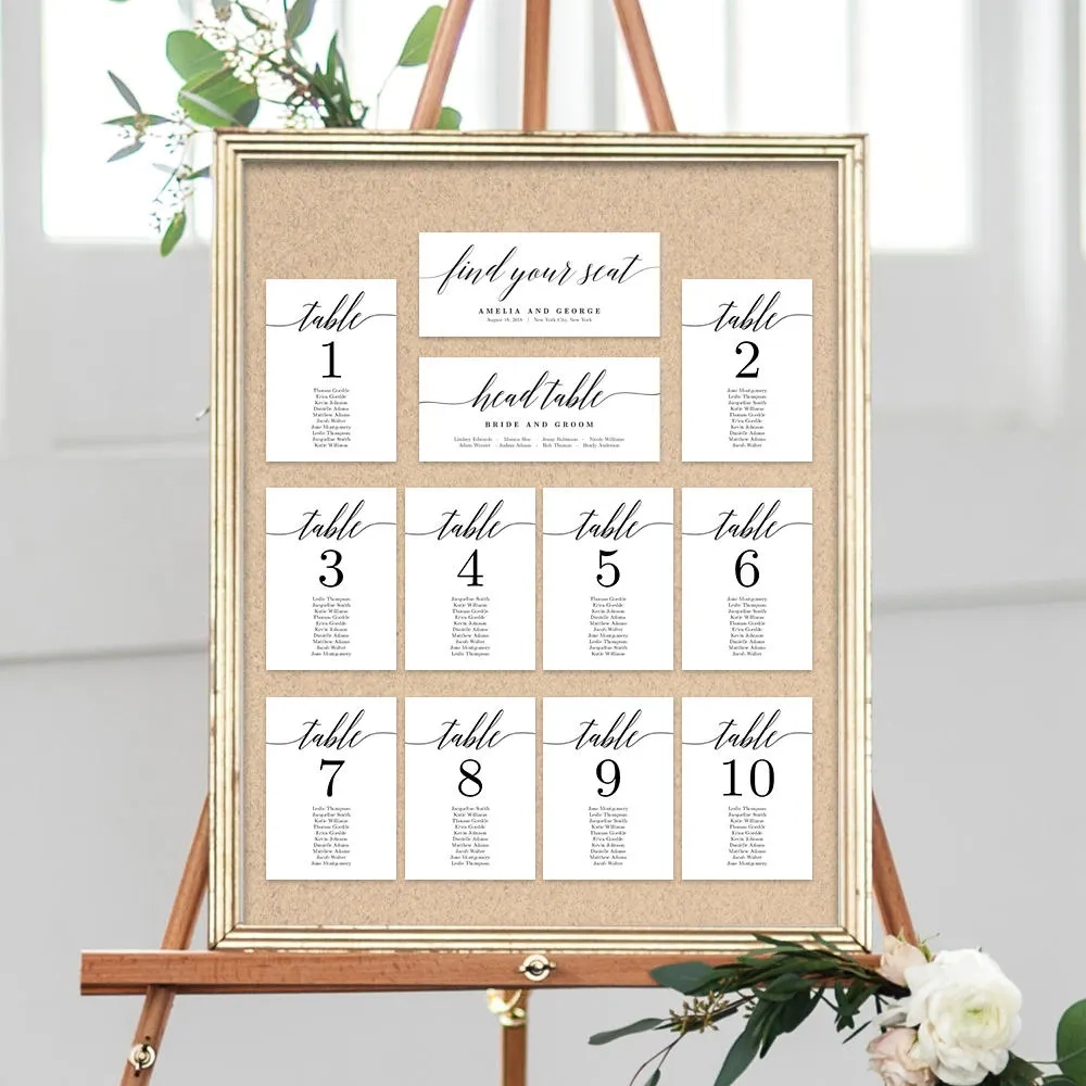 Wedding Seating Chart Template Set Editable In Canva Printable Table Seating Plan Instant Download Modern Script MSC Etsy