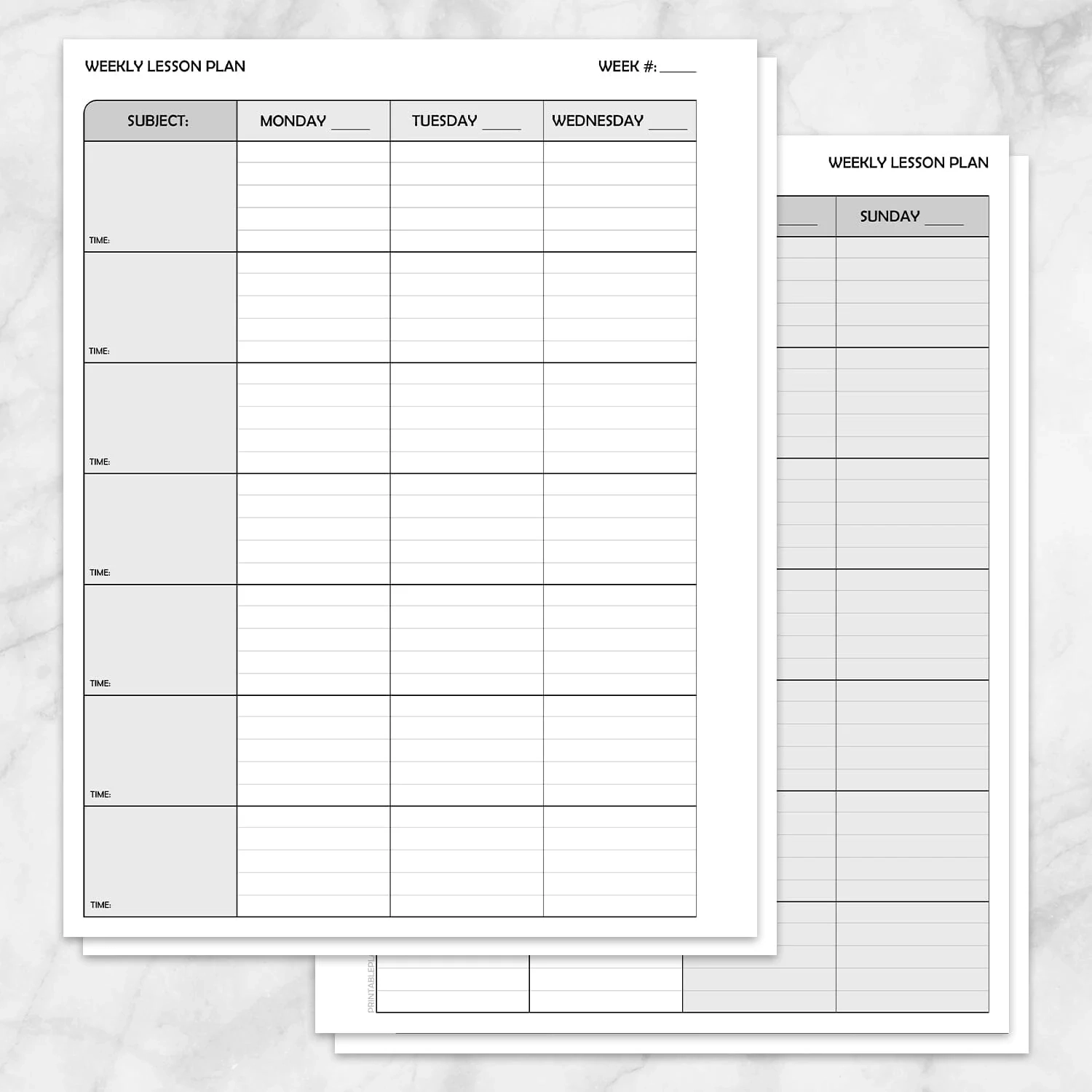 Weekly Lesson Plan Pages Printable Teacher Planner PDF Printable Planning