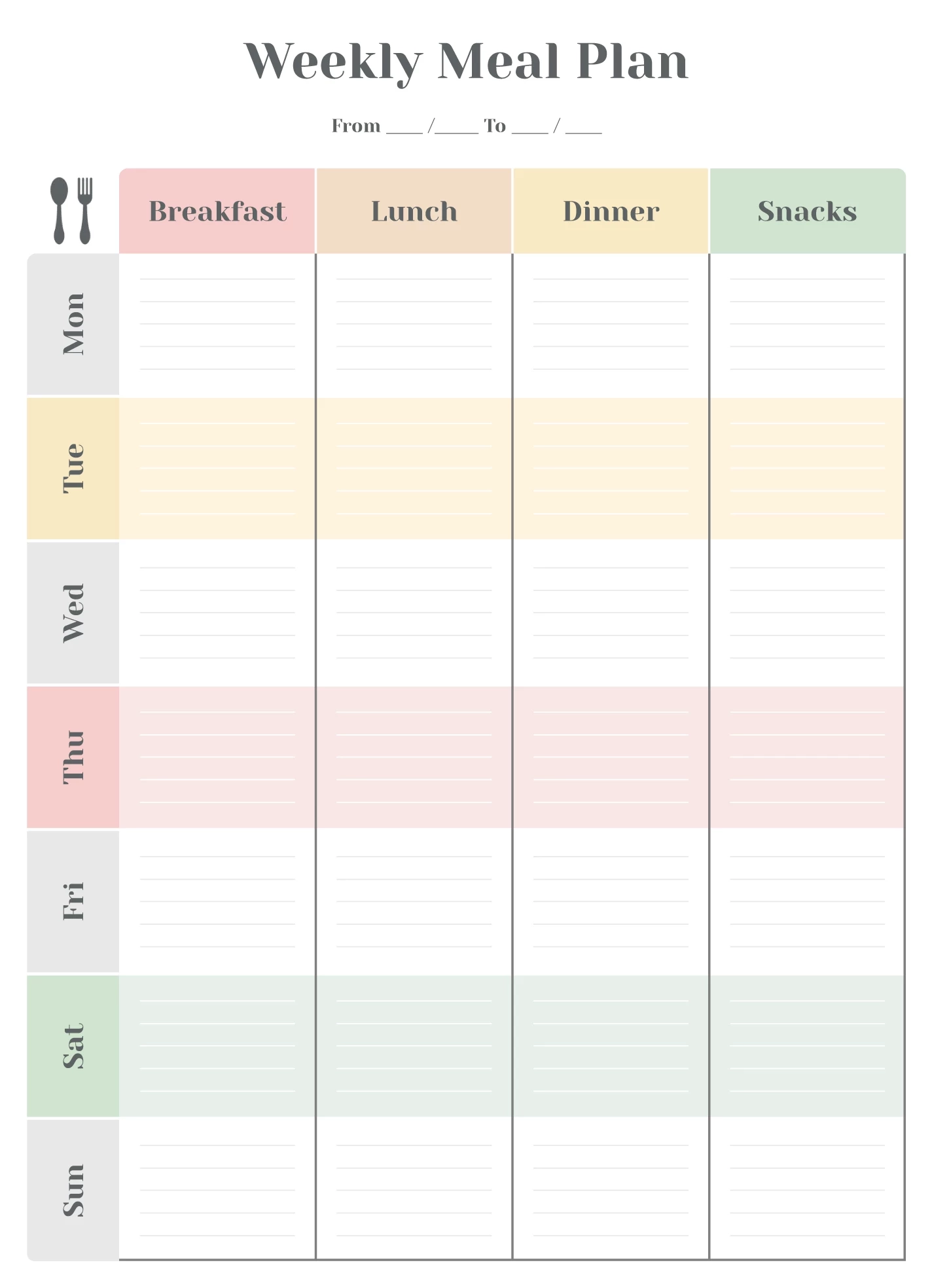 weekly meal plan template