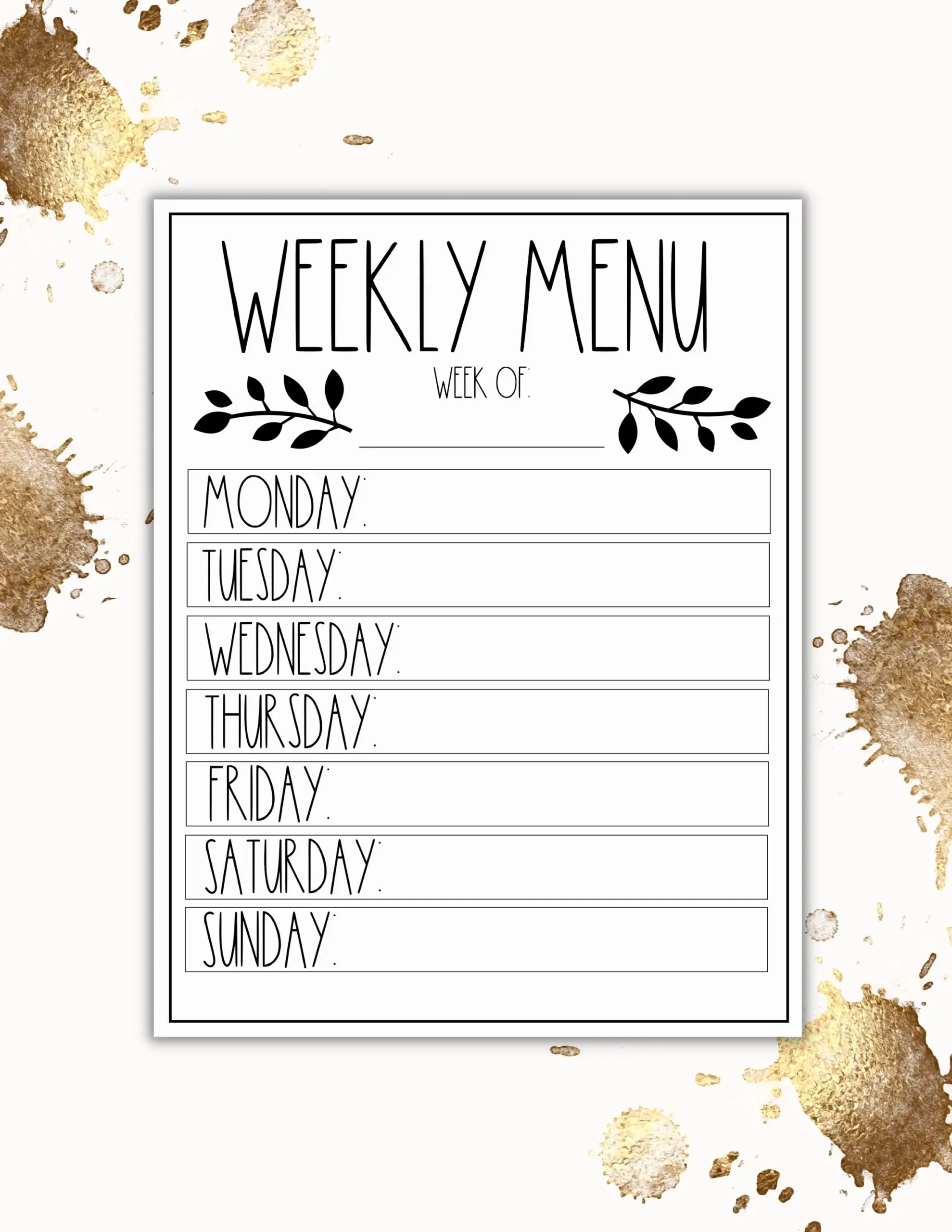 Weekly Menu Printable Menu Template Weekly Menu Menu Board Menu Printable Weekly Menu Board Meal Prep Printable Weekly Meal Prep Etsy