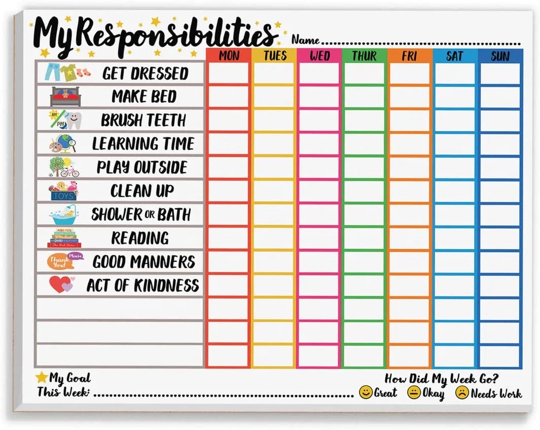 Weekly Responsibility Chore Chart For Kids Tiny Expressions