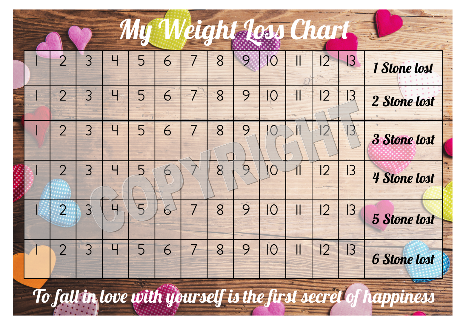 weight loss sticker chart