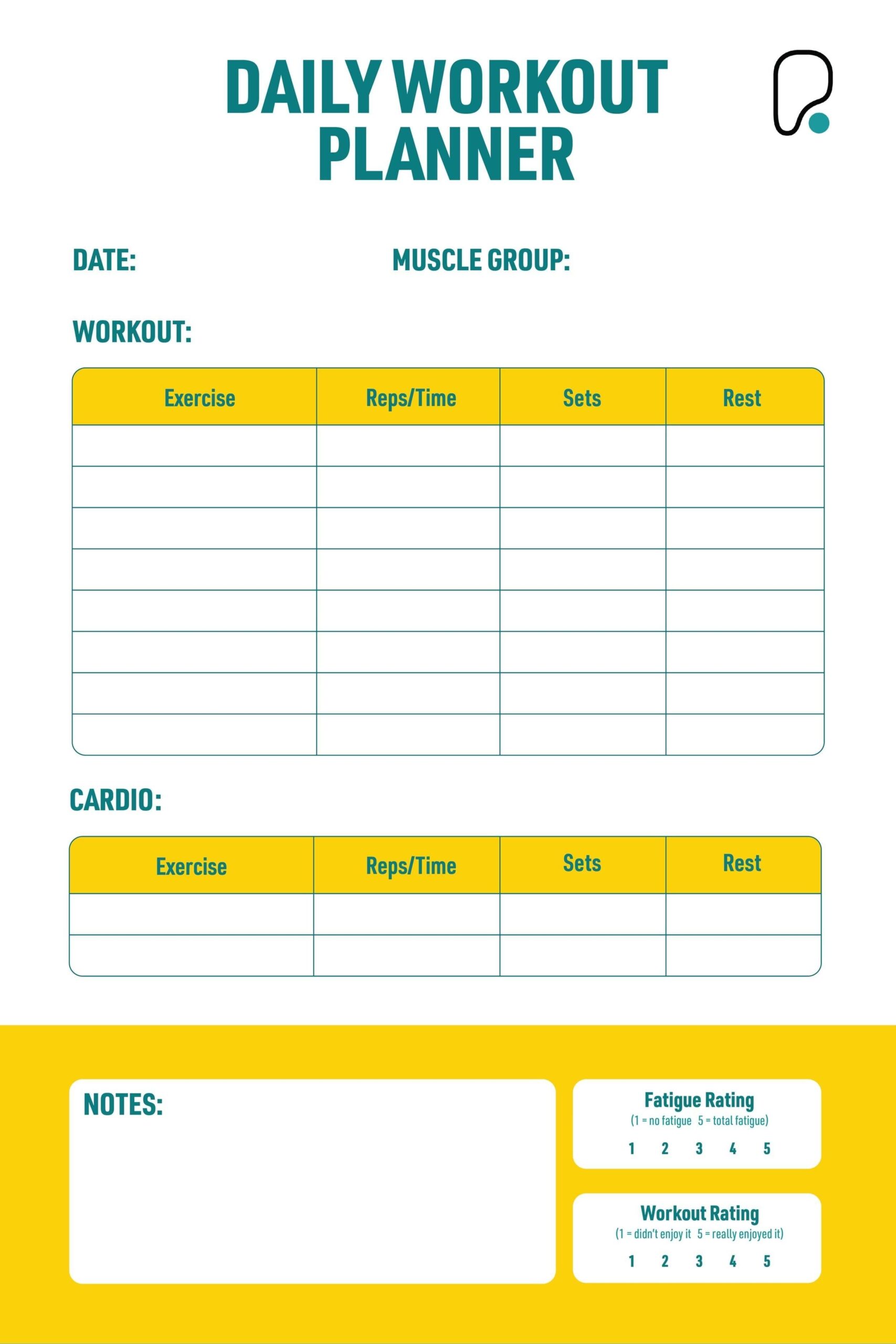 free printable workout planner