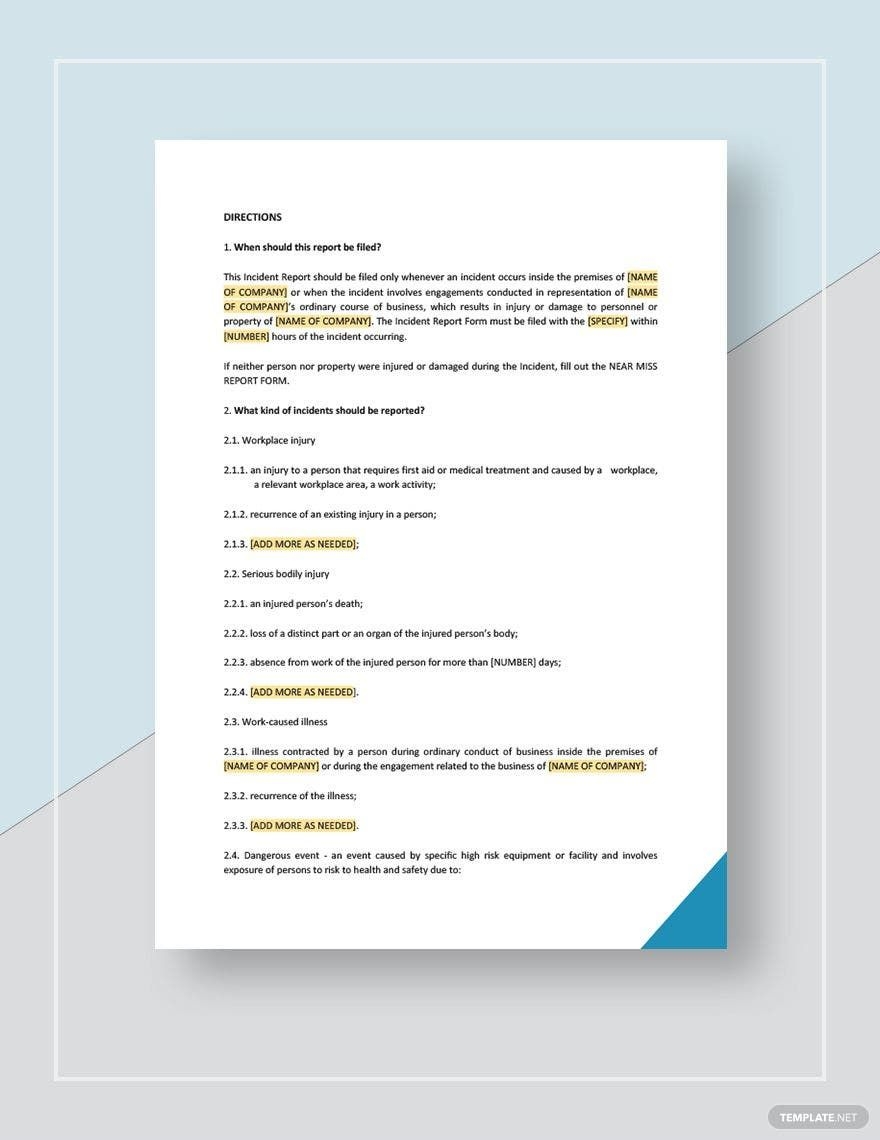 Workplace Incident Report Template In Word Pages Google Docs Download Template