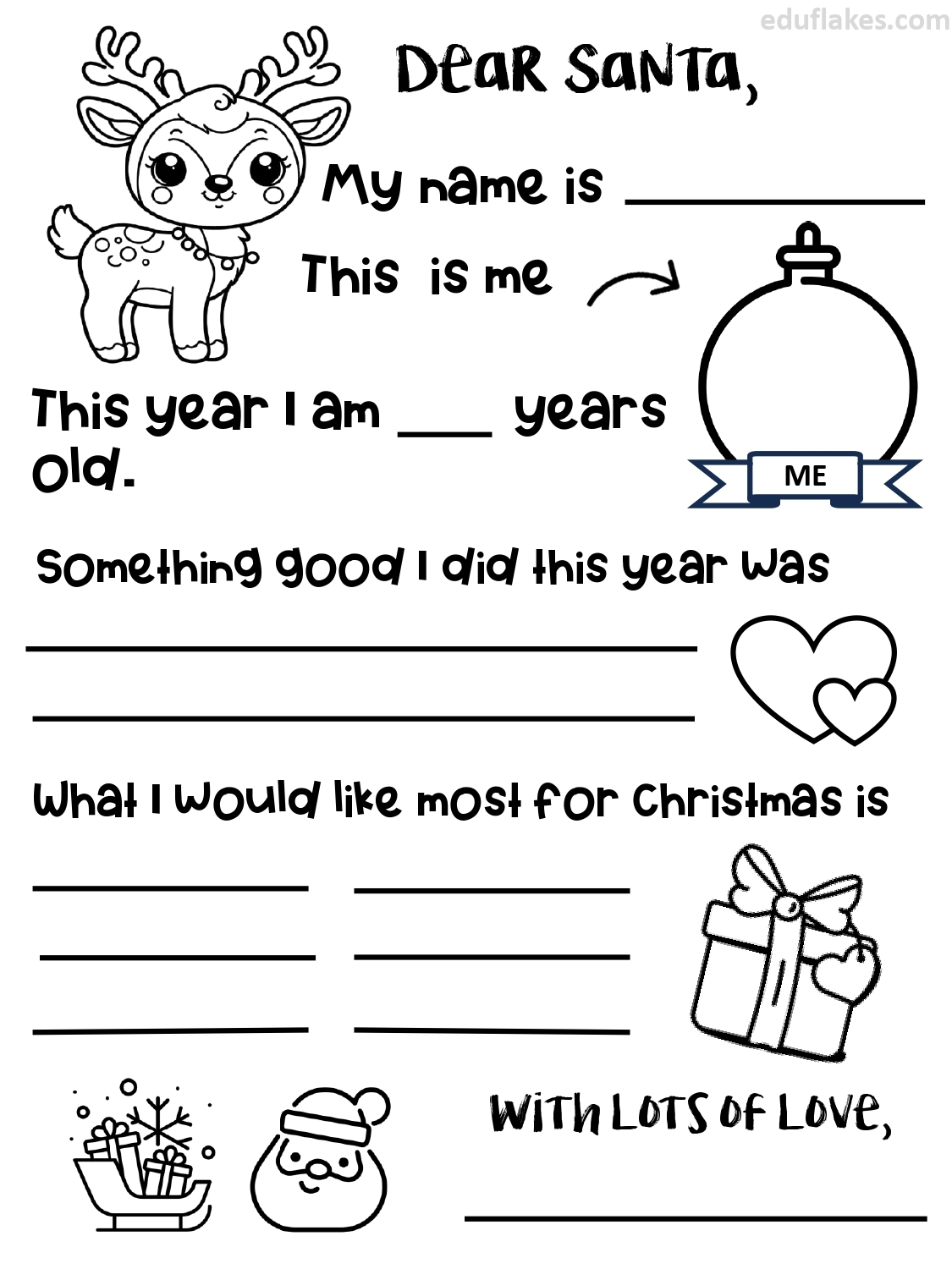 Write To Santa Free Printable Letter Templates For Kids Eduflakes